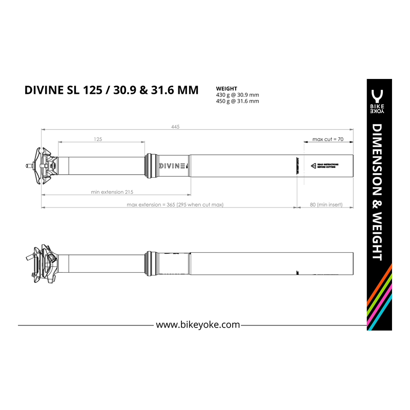 Bike Yoke Divine SL 31.6x100 (senza comando) reggisella telescopico - Spedizione 24h