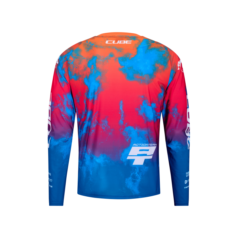 Cube X Actionteam maglietta a maniche lunghe per mtb Blu/Rosa/Arancione